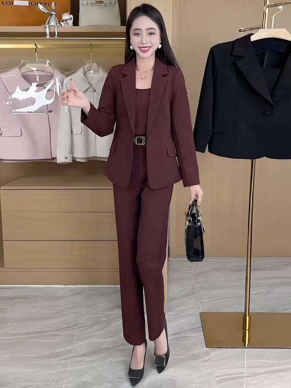 时尚西装套装女2025秋季新款气质修身西服外套背心西装裤三件套潮|undefined