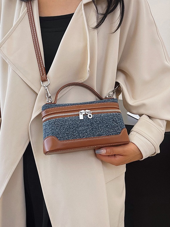 Jean color combinado bolso de mano pequeño bolso cuadrado mujer 2025 nuevo estilo transfronterizo retro moda ocio mochila de hombro