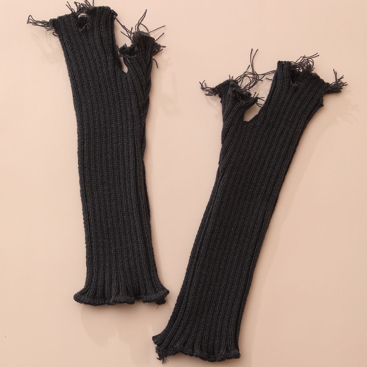 Otoño e Invierno nueva moda personalizada rasgado de punto guantes medio dedo