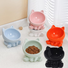 厂家直销亚马逊新款热销陶瓷猫碗猫咪碗猫食盆护颈斜口狗碗宠物碗