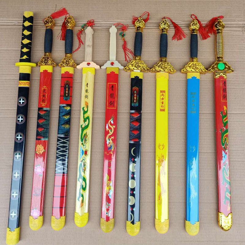 Children's Wooden Qinglong Sword, Shangfang Sword, Wooden Sword, Samurai Sword, Outdoor Performance Props, Street Stall, Temple Fair, Hot-Selling Toys