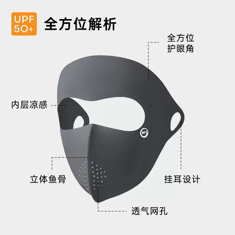 运动女款全脸跑步专用冰丝口罩钓鱼脸罩夏季骑行脸基尼女防晒面罩