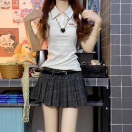(送腰带）复古格纹百褶裙JK裙子半身裙春夏季辣妹美式格子短裙秋