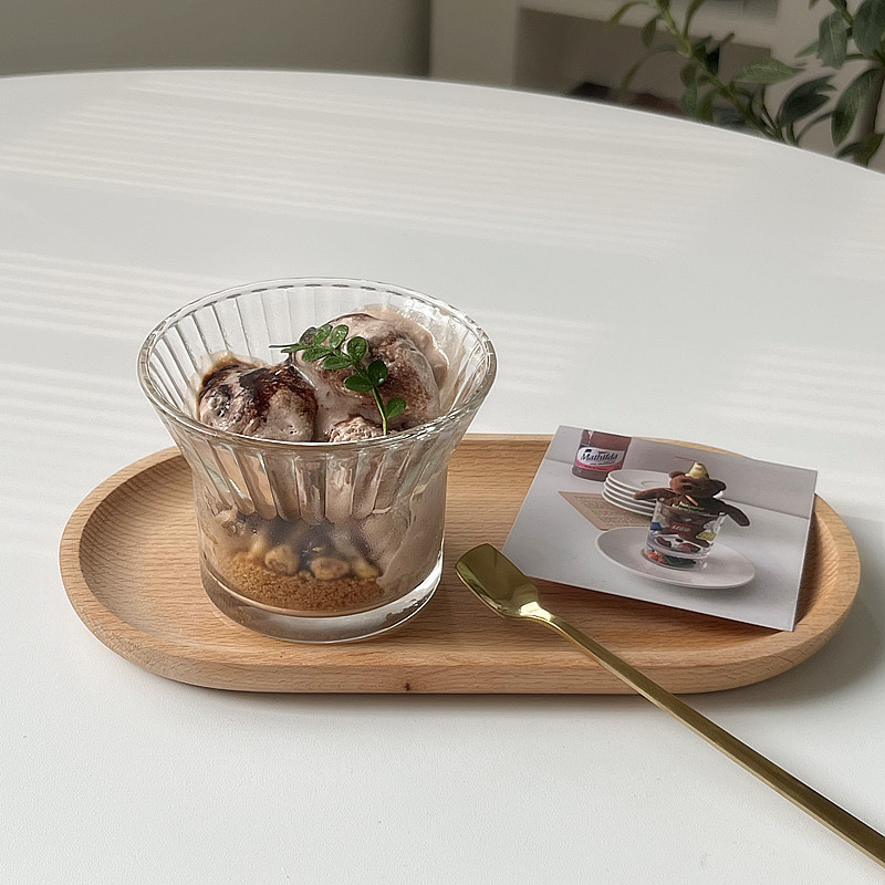 Ins-style flower fabric pudding cup glass, trendy yogurt ice cream cup, small dessert bowl, afternoon tea ice cream cup