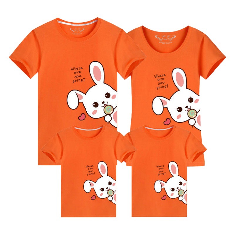 2023 conejo año padre-hijo T-shirt Año Nuevo rojo nacimiento año familia tres familia bendición seguro feliz manga corta moda