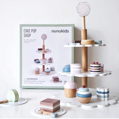 Foreign trade wooden simulation afternoon tea three-layer dessert cake tower play house kitchen food tableware educational toys