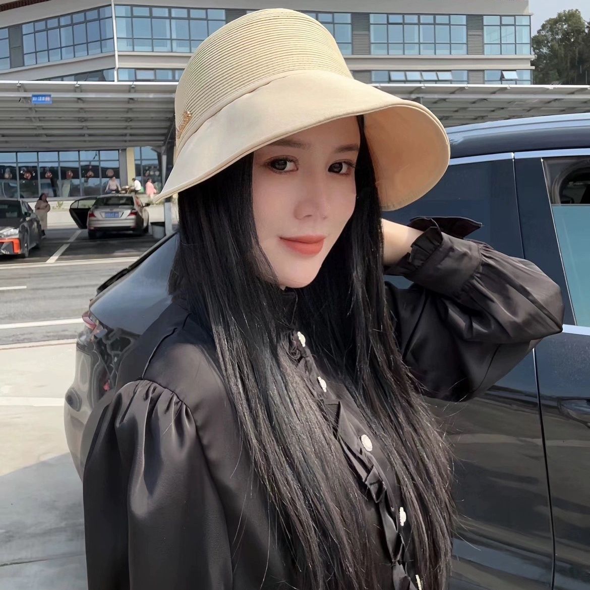 Verano sombrero de sombrero solar sombrero de pescador cúpula sombrero de mujer sombrero de gran brillo para mostrar la cara sombrero pequeño sombrero de protección solar sombrero de paja casual de moda