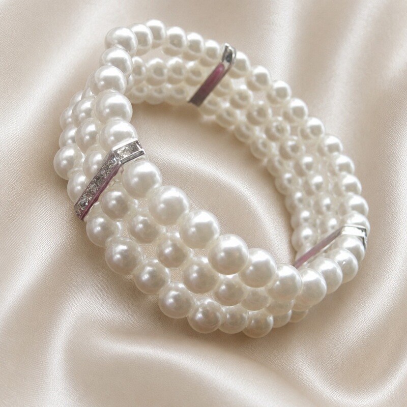 Fashion OL three-layer rhinestone pearl bracelet elegant flash drill multi-layer elastic bracelet Taobao bracelet wholesale