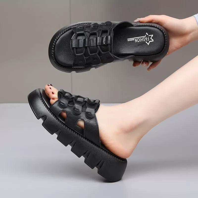 Тапочки на толстой подошве женские наружные носить летние новые сандалии