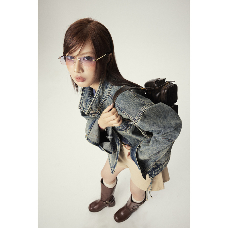N-52TRW国潮复古水洗机车牛仔外套男女宽松雪花洗牛仔衣夹克W199|undefined