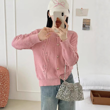 2025实拍慵懒风韩系钉珠毛衣外套女2025春新款宽松甜美软糥针织上