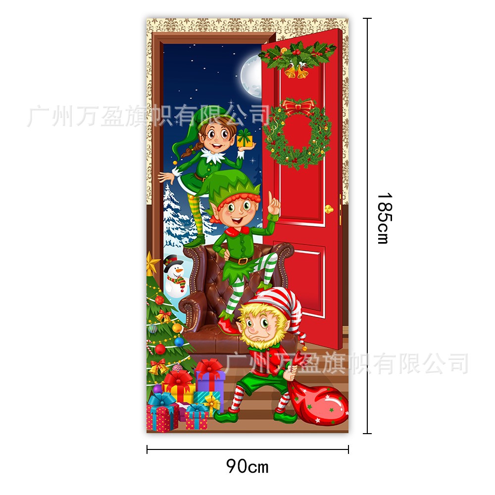 2025 nuevos productos de navidad cortina de bandera Santa Claus para ver la hoja de regalo decoración de tela colgante Bandera de bienvenida de Navidad