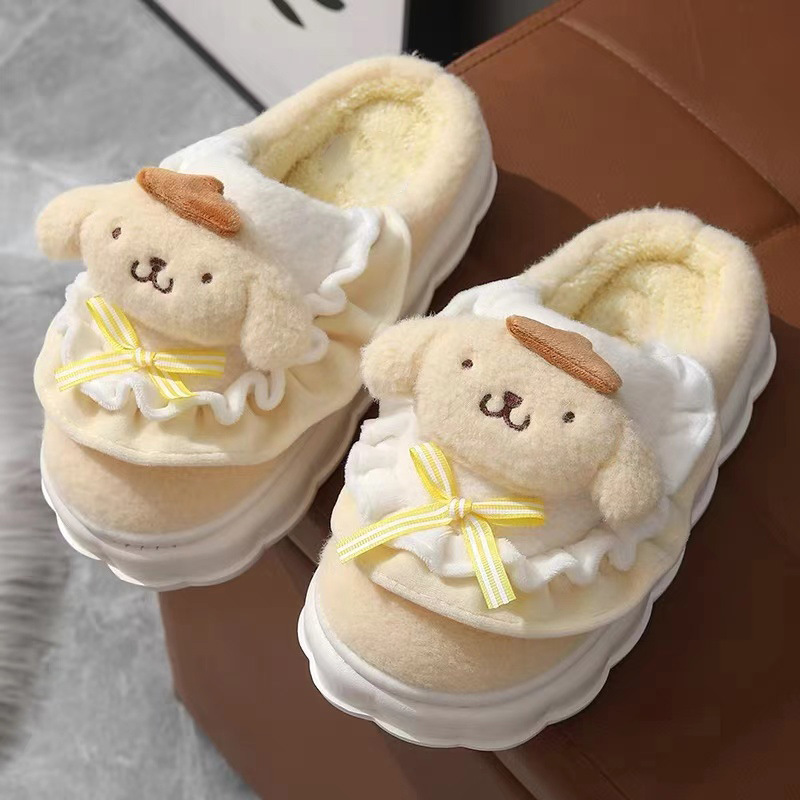 Hellokitty gatos zapatillas de algodón damas bolsas de invierno tacones 2024 nuevo lindo cabello? más zapatos de algodón de camisa de luna mujer