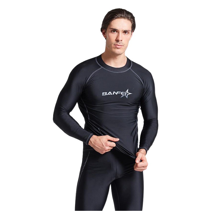 Single Swimsuit Quick-drying Imitation Shark Skin Long-sleeved Sunscreen Suit Winter Swimming Suit Snorkeling Surfsuit (Single Top
