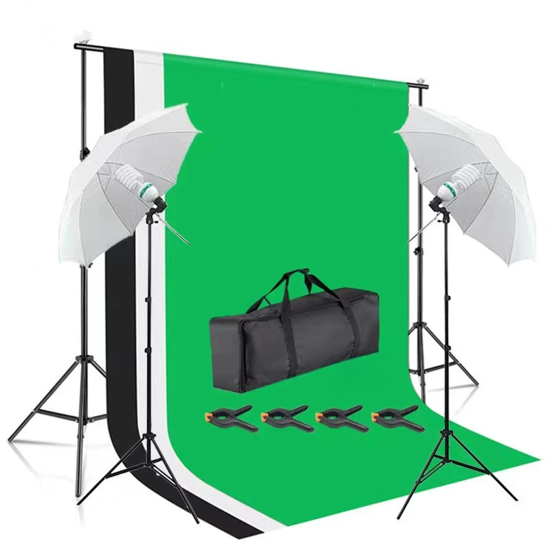 2*3 м фоновая ткань кронштейн набор фото подсветка 33-дюймовый мягкий зонт черно-белая зеленая ткань набор фотографического оборудования