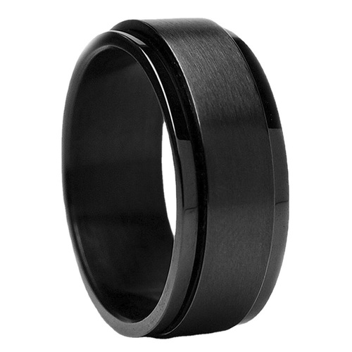 Cross-border marking and engraving pattern, rotatable and pressure-reducing stainless steel ring, fashionable and simple jewelry