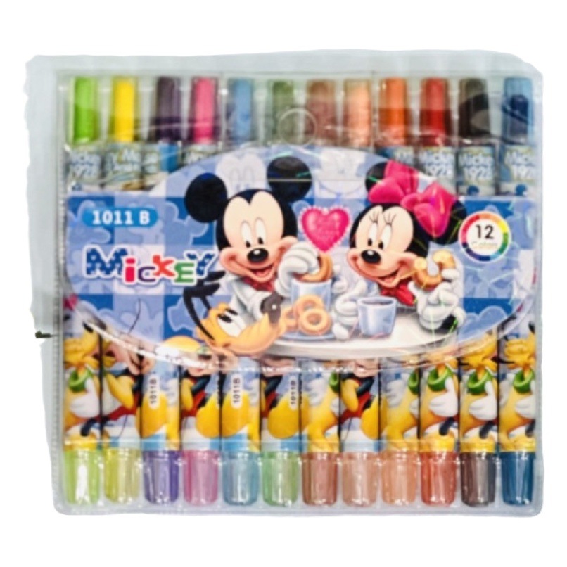 Youzhi stationery new products factory direct in stock 12 color bag short children cartoon 12 color rotating crayon packaging