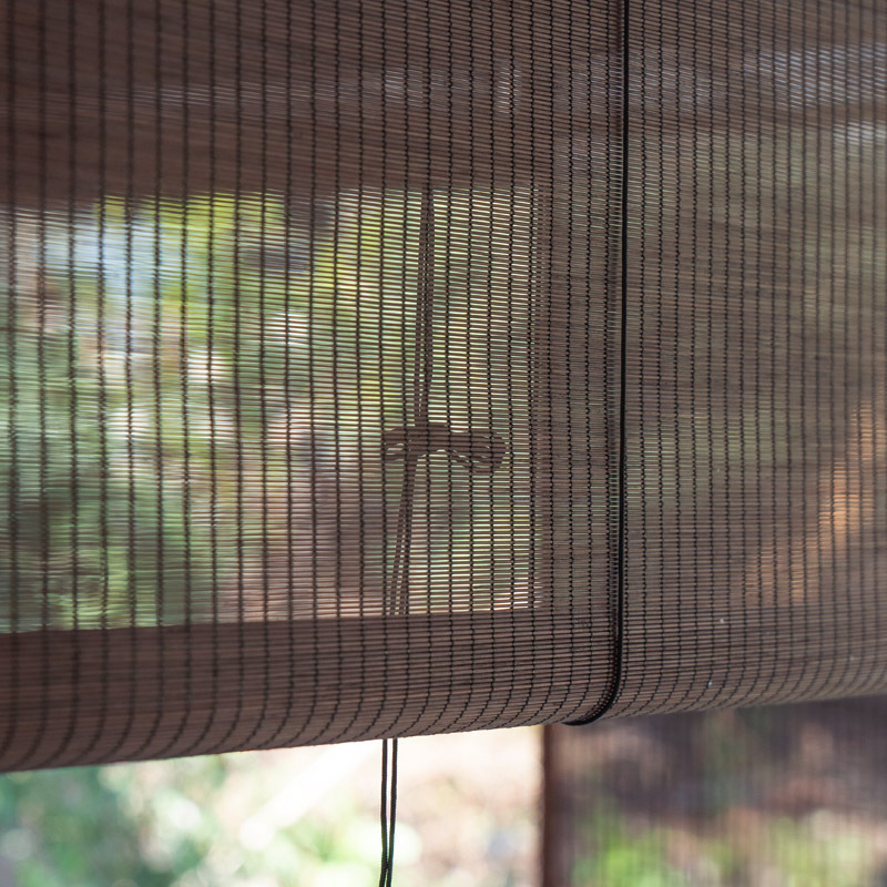 Outdoor Bamboo Blinds, Roller Blinds, Pavilion Balcony Sunshade, Tea Room Sun Protection Bamboo Curtains with Varnish, Waterproof Bamboo Roller Blinds