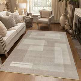 跨境仿羊绒可机洗客厅地毯高级感防水防污可折叠沙发茶几防滑地垫