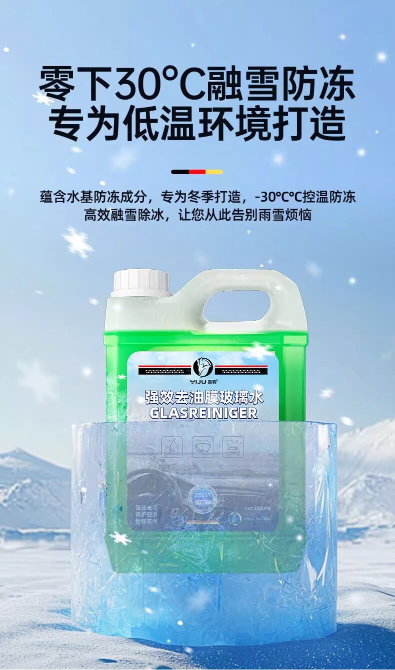 Car Glass Cleaner, Powerful Stain and Oil Film Remover, Concentrated Wiper Fluid, Removes Insect Residue, Does Not Damage the Car, Suitable for All Seasons, Wholesale