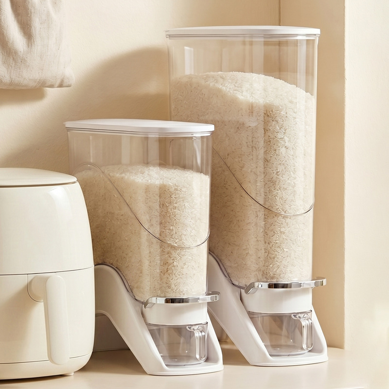 Transparent press-type rice container for home use, insect-proof and moisture-proof, sealed rice storage box, narrow kitchen gap rice bin, food-grade Transparent press-type rice container for home use, insect-proof and moisture-proof, sealed rice storage box, narrow kitchen gap rice bin, food-grade