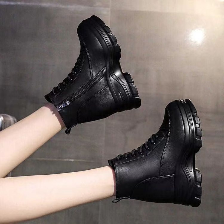Thick-soled increased 2024 small new autumn and winter cotton boots autumn and winter women's shoes 8cm thin feet small martin boots women
