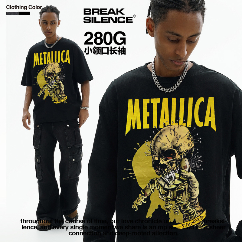 METALLICA Metal Rock Band vintage Short-sleeved T-shirt Washed Old American Retro Heavy Cotton