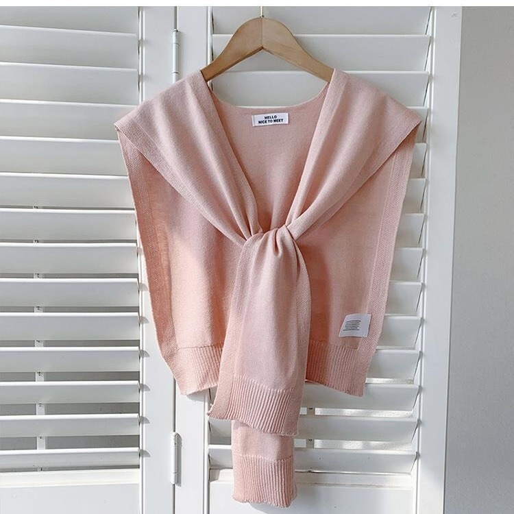 Vest Scarf 2024 New Knitted Cardigan for Women Spring, Summer and Autumn Shawl with Classy Pink Korean Forest Style Vest Scarf 2024 New Knitted Cardigan for Women Spring, Summer and Autumn Shawl with Classy Pink Korean Forest Style
