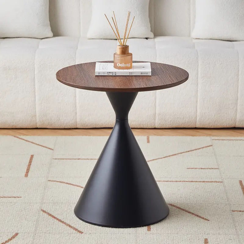Mesa de té de madera sólida de viento de crema minimalista sala de estar doméstica pequeña casa moderna simple alta sensación redonda mesas de borde móviles
