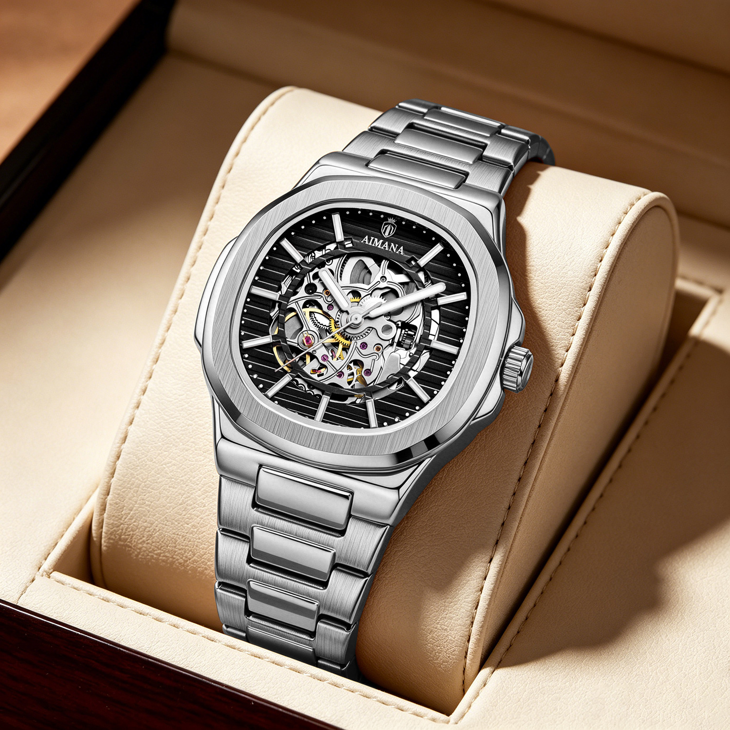 Aimana's New Mechanical Nautilus Men's Watch, Fully Automatic Business Watch, Trendy Fashion Luminous Watch