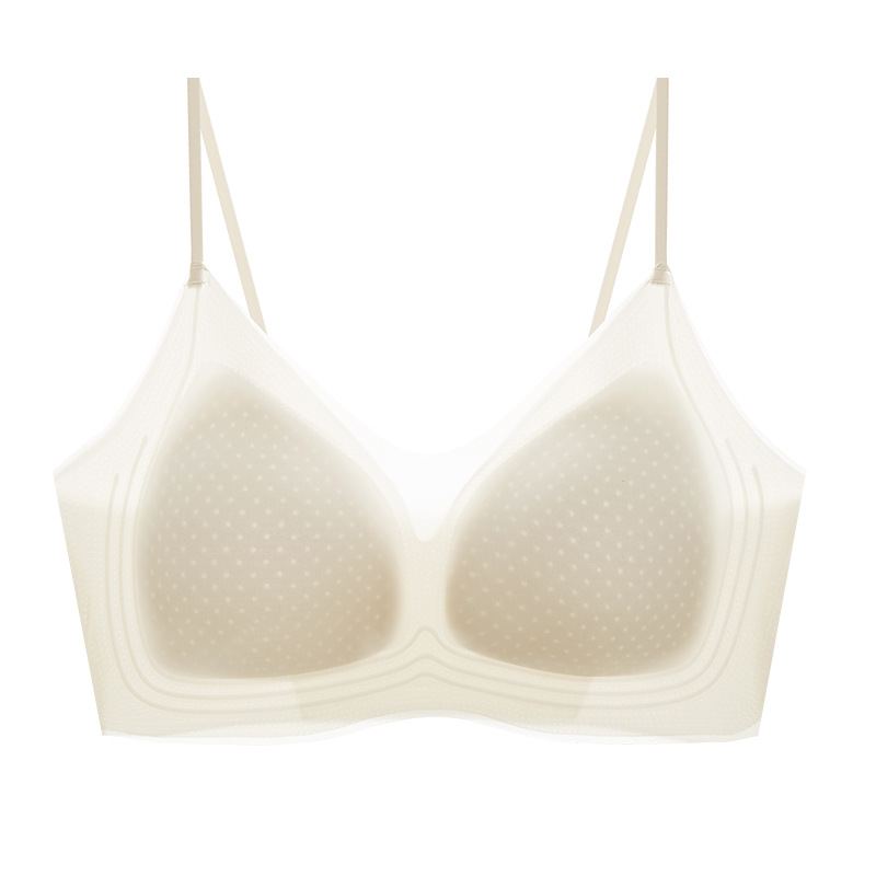 Super delgada ventilación de hielo fija taza cinturón de belleza cojín de pecho ropa interior sin marcas de mujer chaleco delgado acondicionamiento físico cinturón de hombro delgado bra