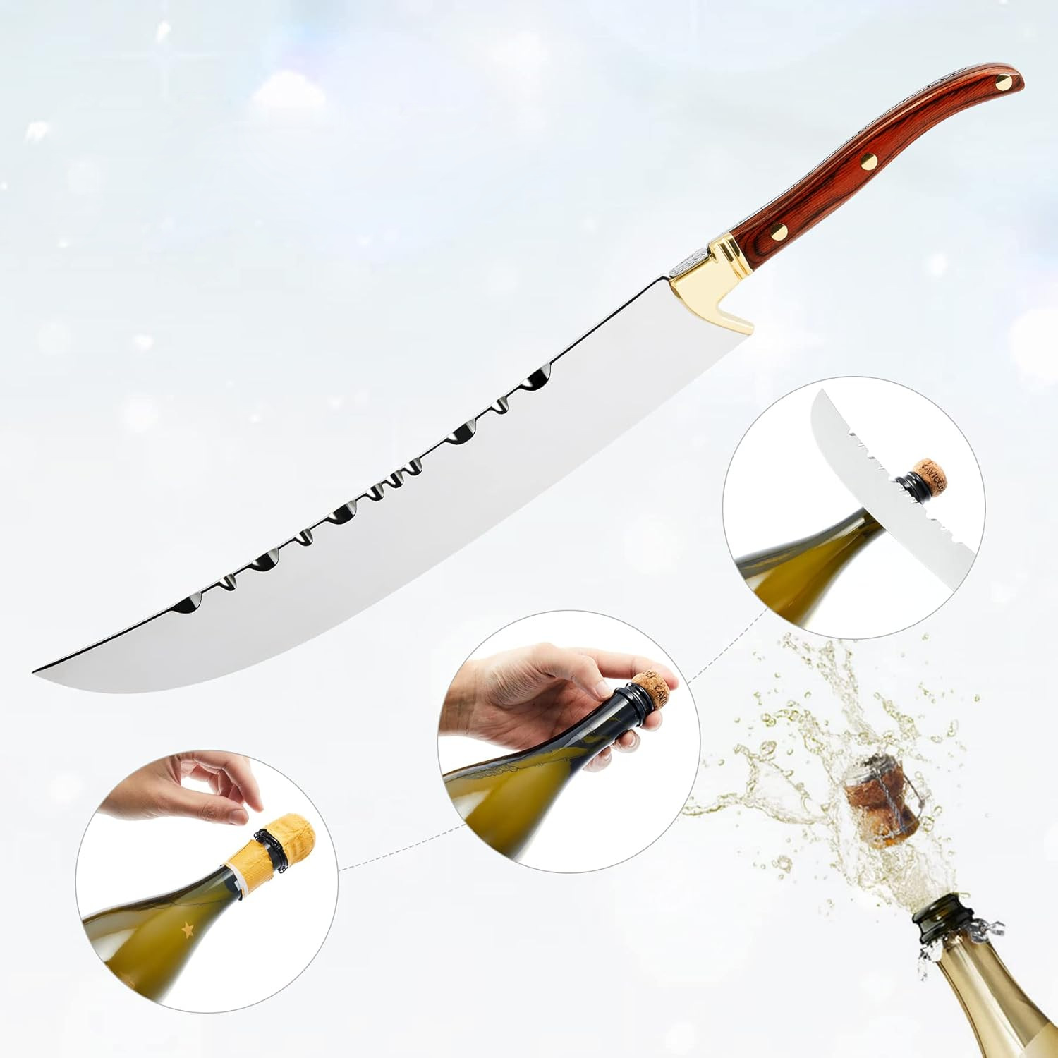 Nuevo cuchillo de champán ceremonial transfronterizo cuchillo de abertura de botellas de acero inoxidable cuchillo de champán sin hoja image 4