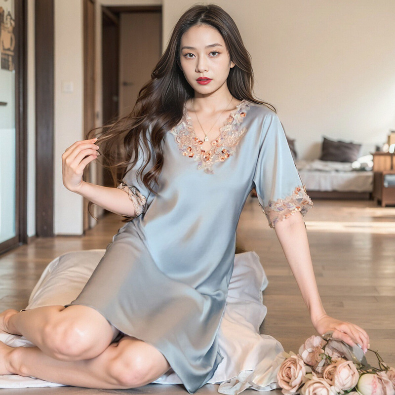 D 우수한 블루 레이스 잠옷