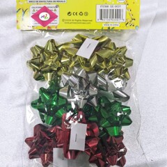 （工厂）卡头袋装6CM贴合纯金属星星花圣诞装饰礼品装礼盒12只/包