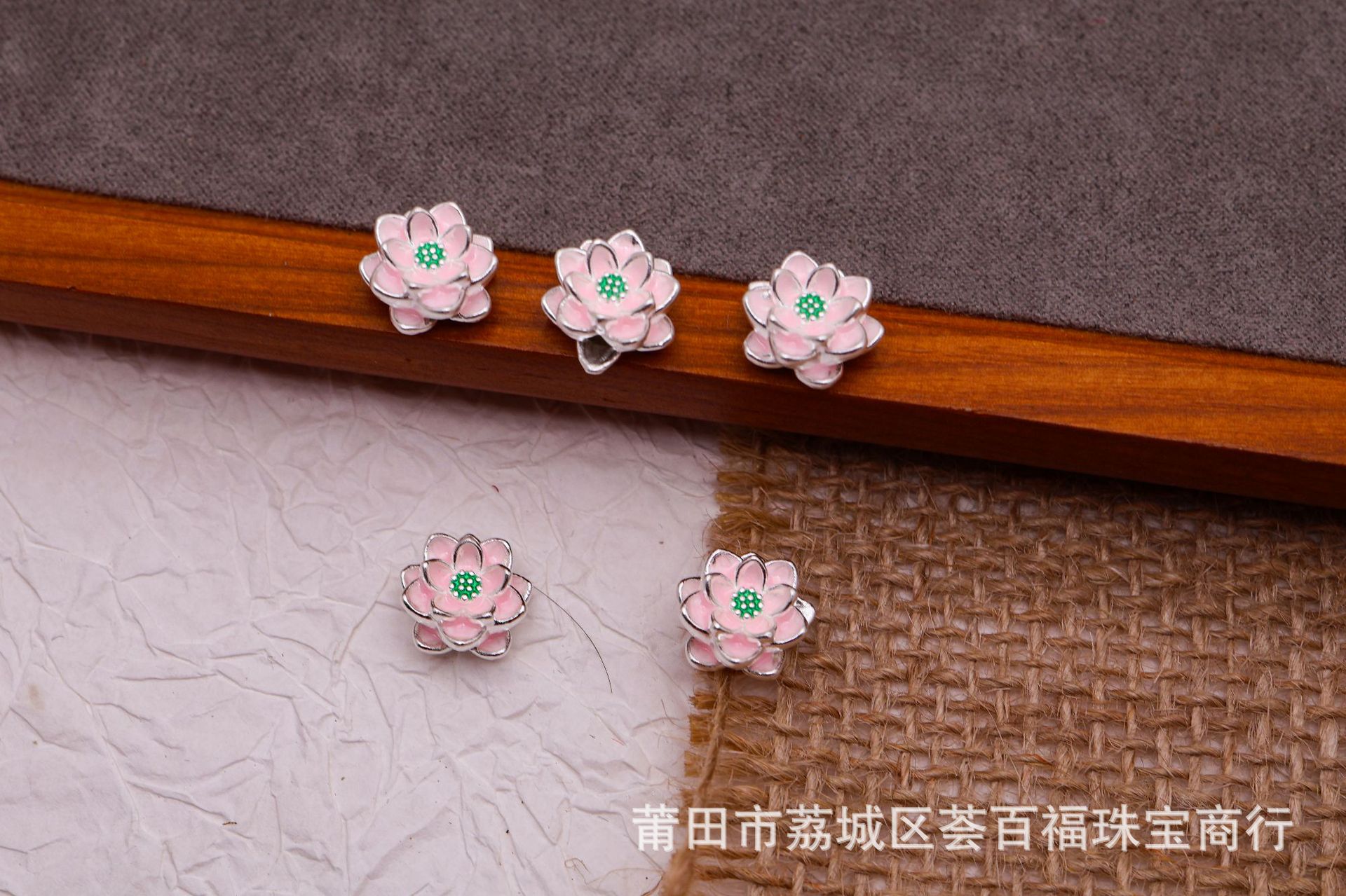 Colorful Lacquerware Pure Silver 999 Lotus Cross-Hole Bracelet Accessories DIY Handmade Materials Bracelet 3D Hard Silver Spacer Beads