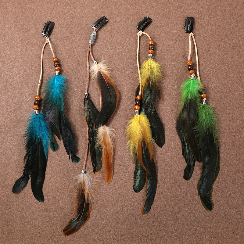 Vintage Ethnic Style Feather Hairpin Tassel Hair Band Bohemian Seaside Holiday Style Hair Accessories Indian Headwear Women