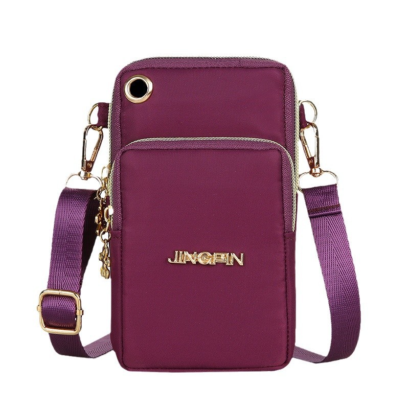 Nuevo bolso de teléfono móvil de comercio exterior, bolso de mensajero de hombro vertical, impresión de nailon, compras al aire libre, monedero portátil con cremallera