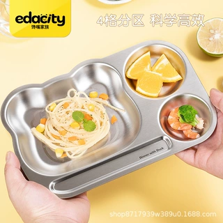 304不锈钢儿童家用宝宝餐盘动物卡通分格餐盘简约防摔可爱