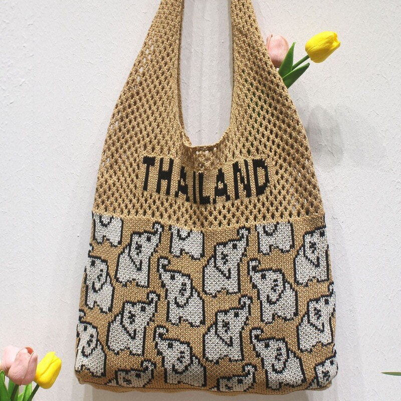 2026 New Tote Bag, Beach Bag, Knitted Bag, Elephant Straw Bag, Thai Vacation Style Bohemian Style Bag 2026 New Tote Bag, Beach Bag, Knitted Bag, Elephant Straw Bag, Thai Vacation Style Bohemian Style Bag