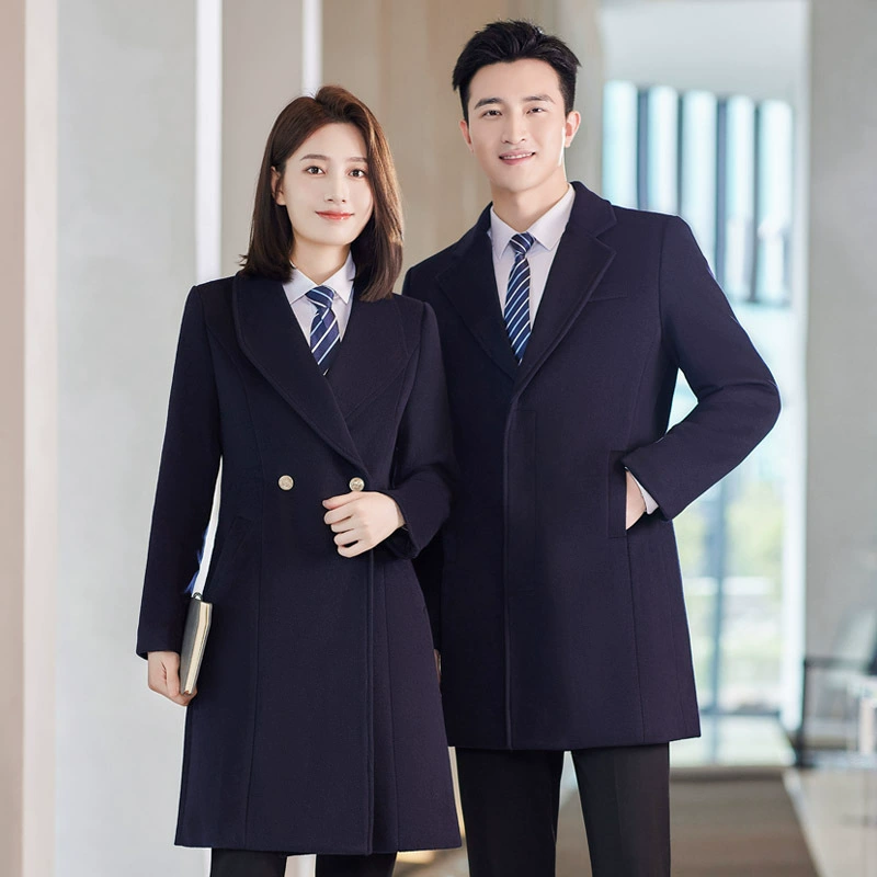 Осенне-зимнее шерстяное пальто Мужская и женская деловая официальная одежда Банк 4S магазин отель фронт-офис рабочая одежда шерстяное пальто современное