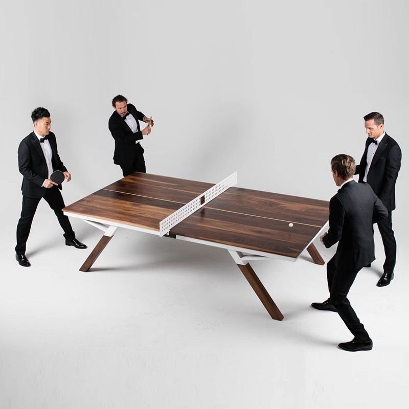 Mesa de tenis de mesa italiana, pies de madera maciza, hogar interior, nogal negro, mesa de mesa estándar, escritorio