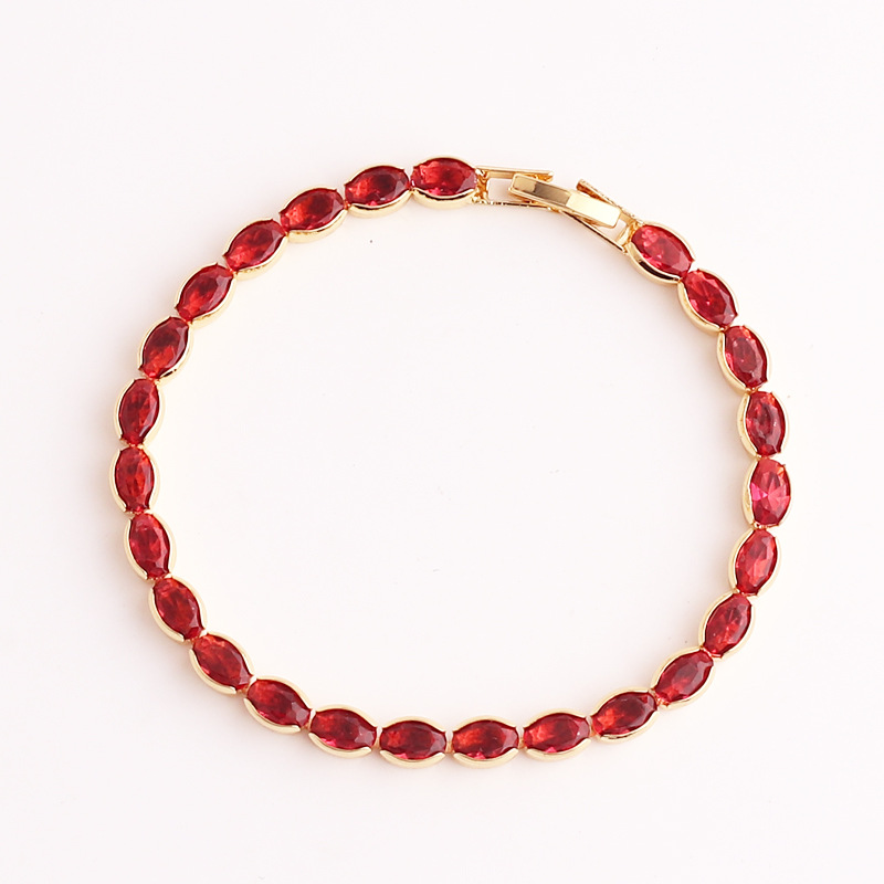 Retro Oval Copper Gold Plated Inlaid Zircon Bracelets 1 Piece