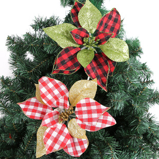 Christmas new gold pink Christmas flower Christmas tree decoration accessories Christmas holiday layout hollow Christmas artificial flower_voghion.com