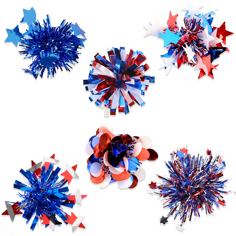 Decoraciones del Día de la Independencia rojo, blanco y azul, estrellas de color redondas, clipes para el pelo del Día Nacional, forma de cabeza de bola