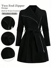 Z 31079 Fashion Warm Wool Coat with Side Zipper Ůʿë������