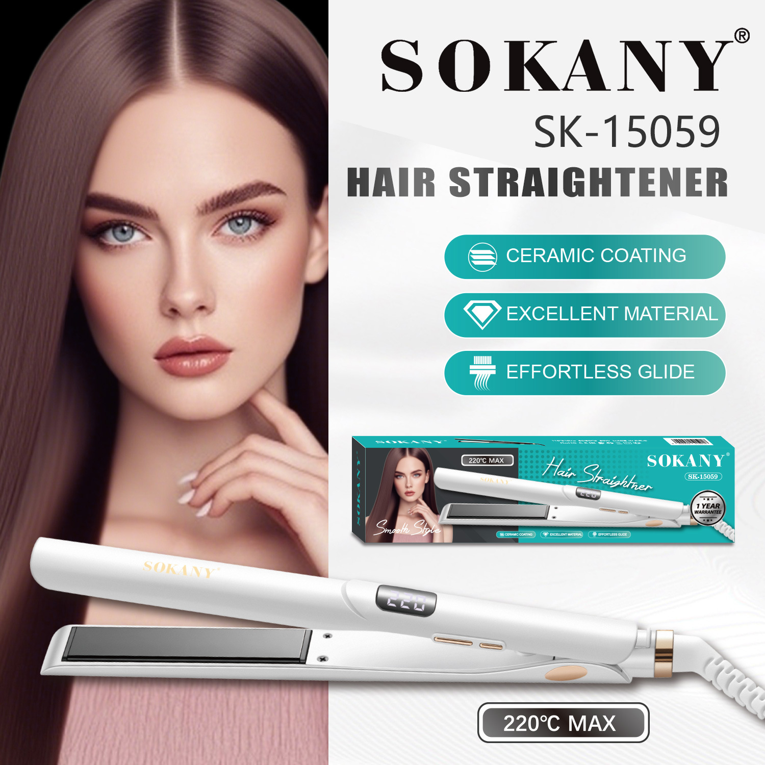 Export SOKANY15059 Hair Straightener Electric Plyboard Digital…