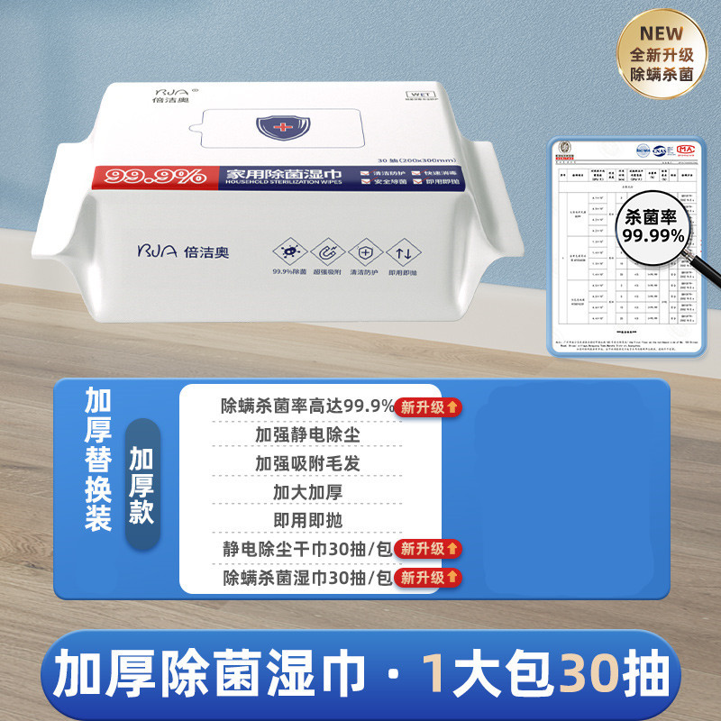 두꺼운/진주 엠보싱 20*30cm (30매) 정전기 먼지 제거 소독 물티슈