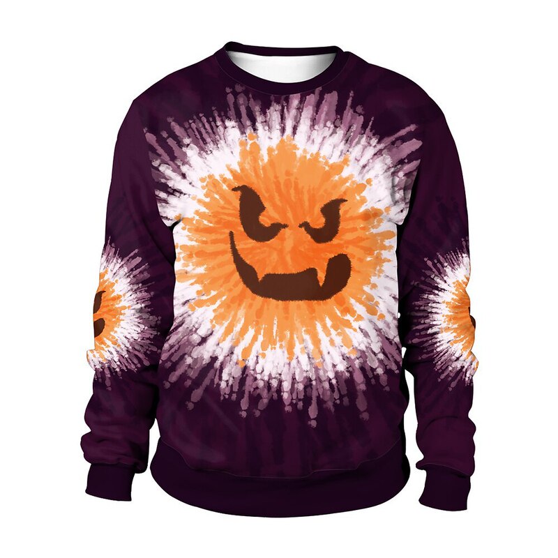 Cross-border Halloween pumpkin hoodie anime pattern men's 3D printing 100% polyester Halloween casual