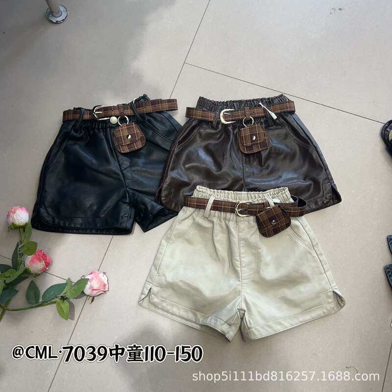 Liberi Children's Clothing Girls' PU Leather Shorts Cross-Border Versatile Shorts Sizes 110-150 2026 Autumn Collection cml Liberi Children's Clothing Girls' PU Leather Shorts Cross-Border Versatile Shorts Sizes 110-150 2026 Autumn Collection cml