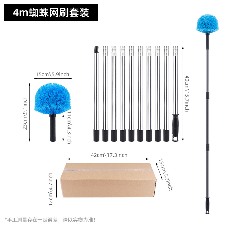 Polvo transfronterizo raspador techo limpio techo barra larga escoba doméstica cepillo de esquina de cabeza de cepillo de altura
